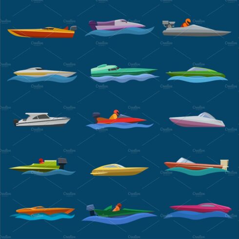 Boat vector speed motorboat yacht cover image.