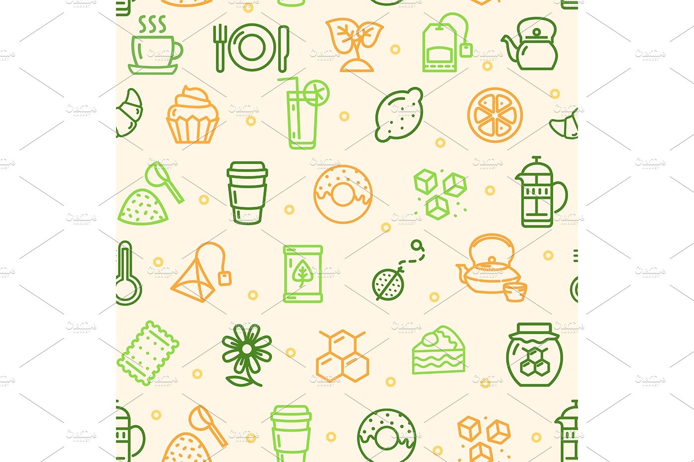 Tea Ceremony Pattern Background. preview image.