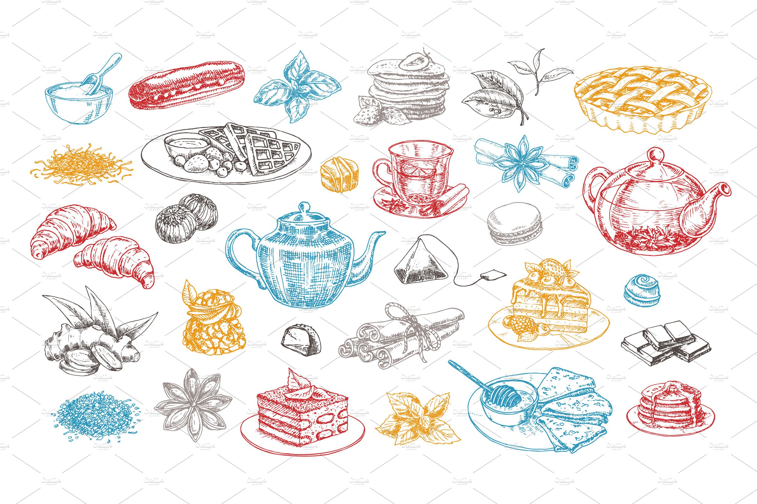 Tea and desserts set preview image.