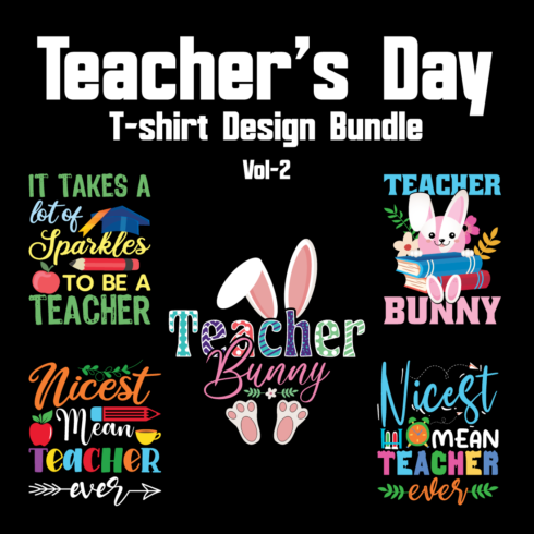 Teacher’s Day T-shirt Design Bundle Vol-2 cover image.