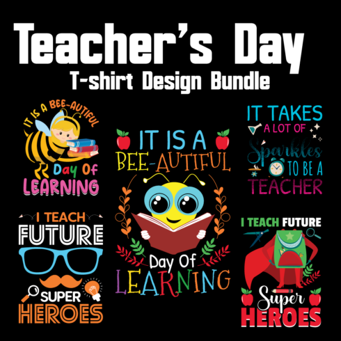 Teacher’s Day T-shirt Design Bundle Vol-01 cover image.