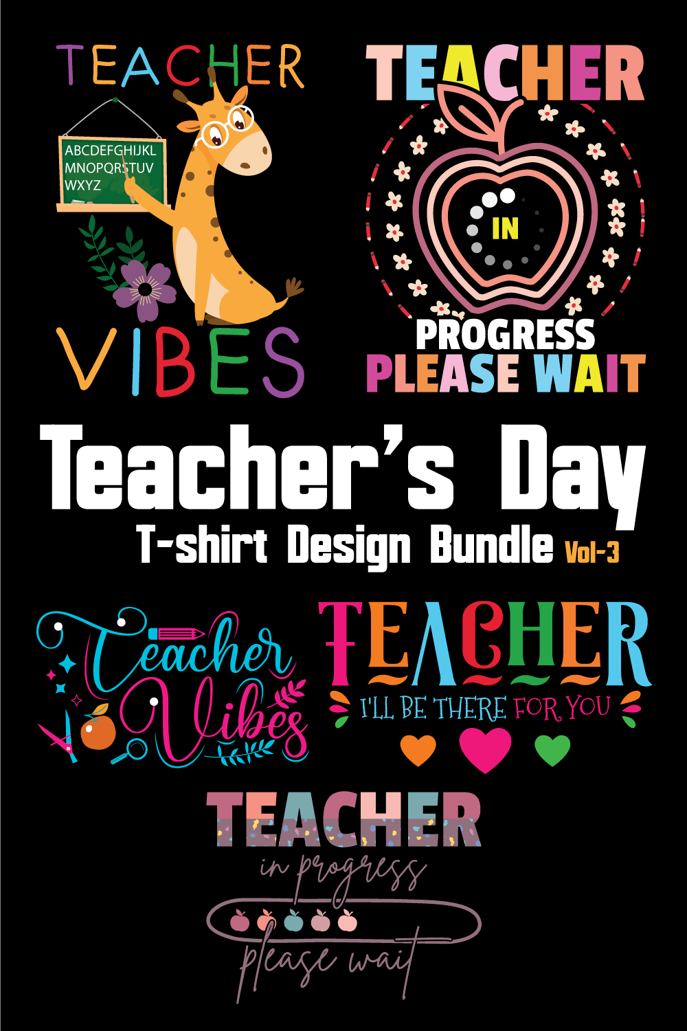 Teacher’s Day T-shirt Design Bundle Vol-3 pinterest preview image.