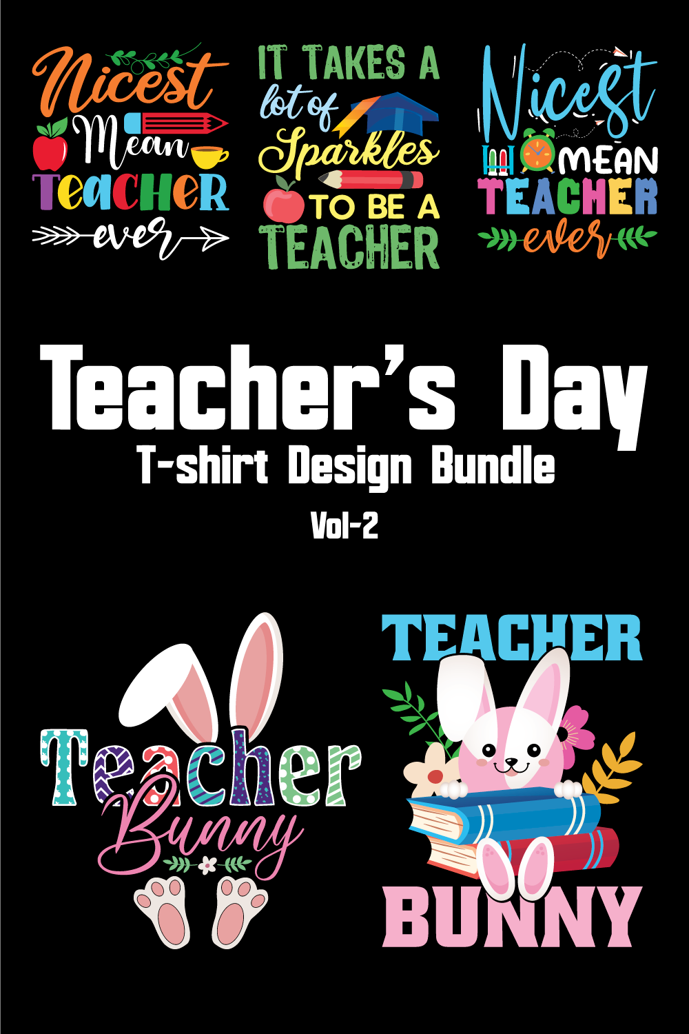 Teacher’s Day T-shirt Design Bundle Vol-2 pinterest preview image.