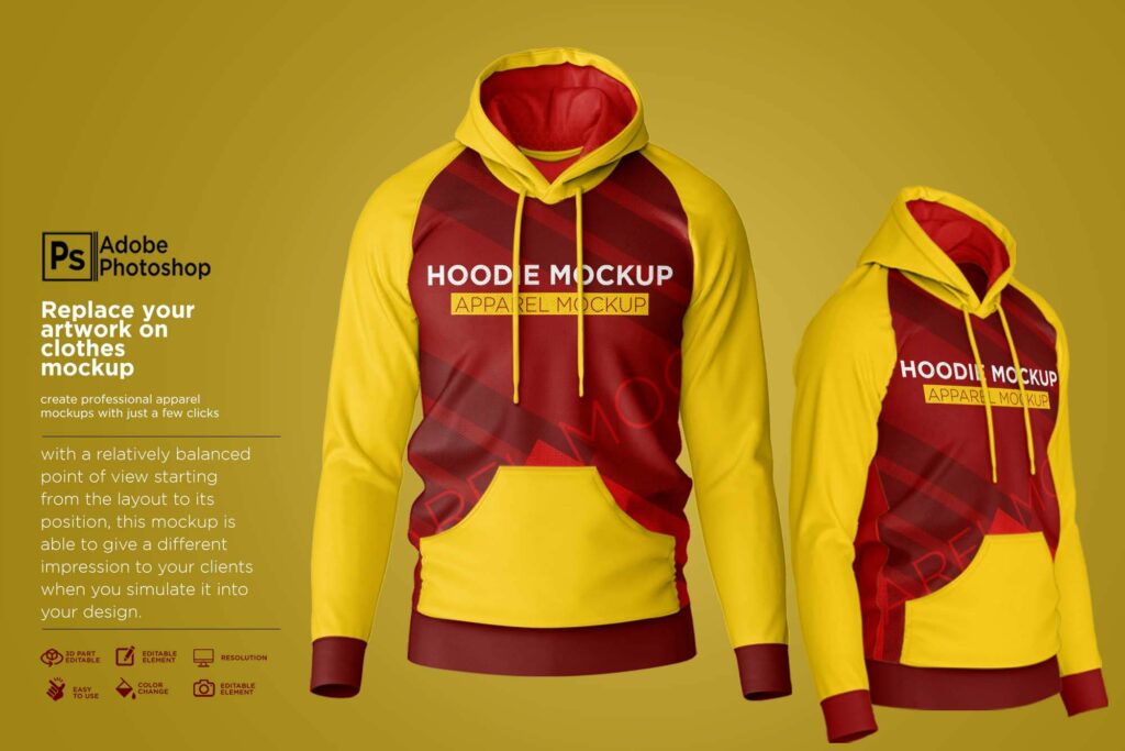 Hoodie Raglan Jacket Mockup MasterBundles