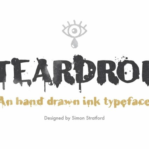 Display font Teardrop typeface cover image.