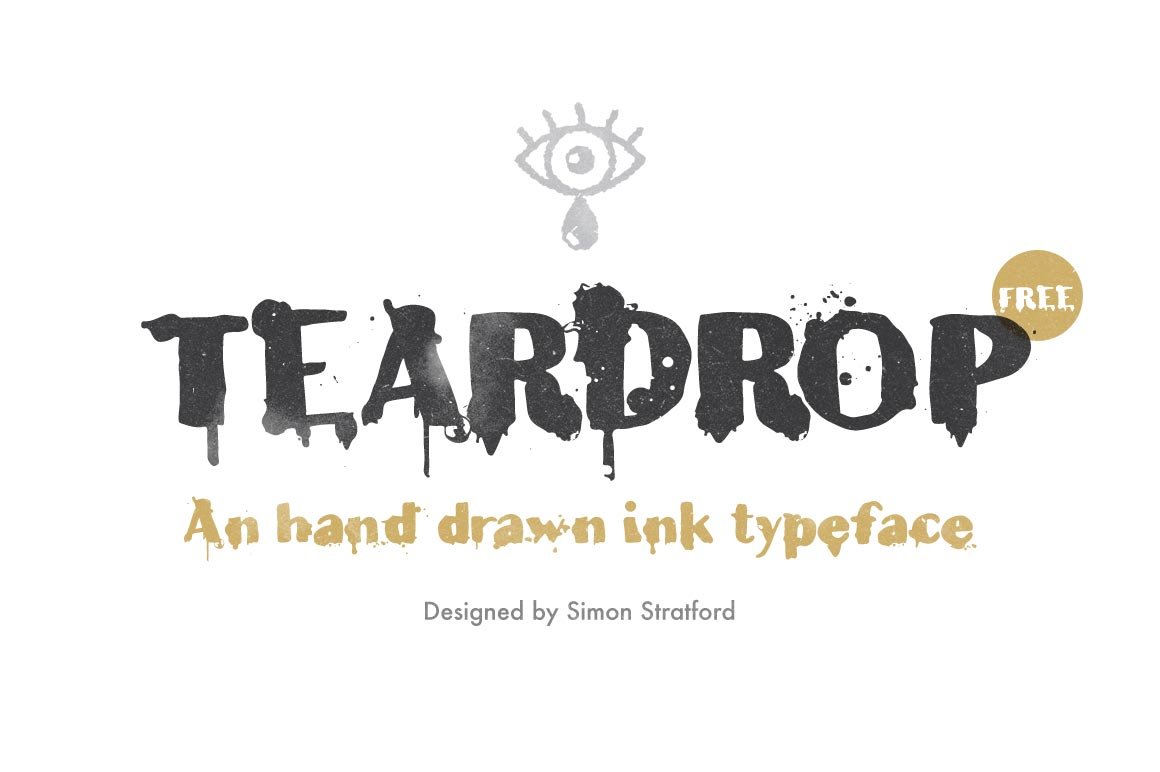 Display font Teardrop typeface cover image.