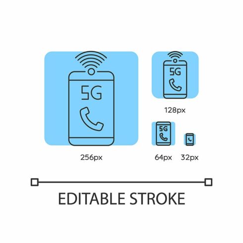 5G mobile network blue linear icons cover image.