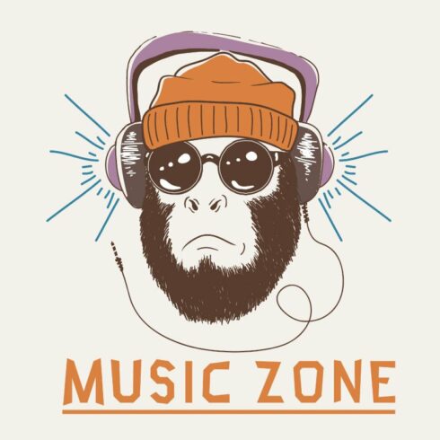 Music fan hipster monkey cover image.