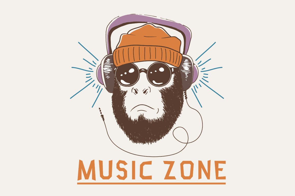 Music fan hipster monkey cover image.