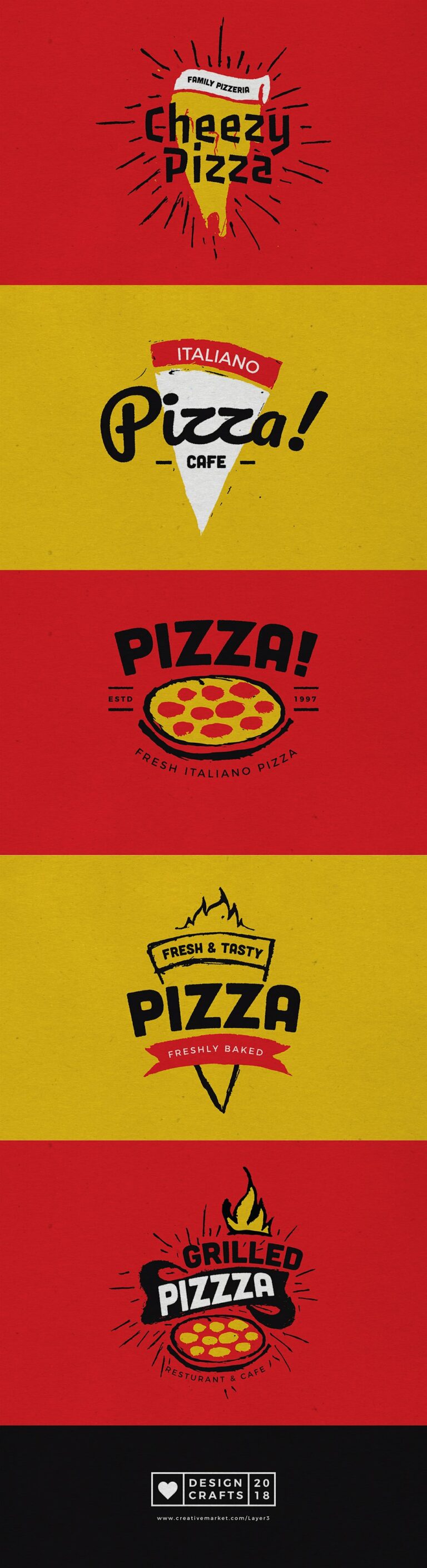 Hand Draw Pizza Logo Badges – Masterbundles