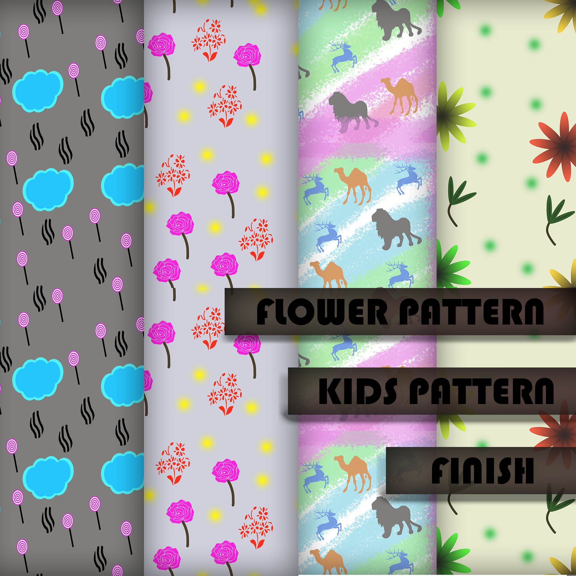 seamless pattern textures for gift wrapping & kids room decor preview image.