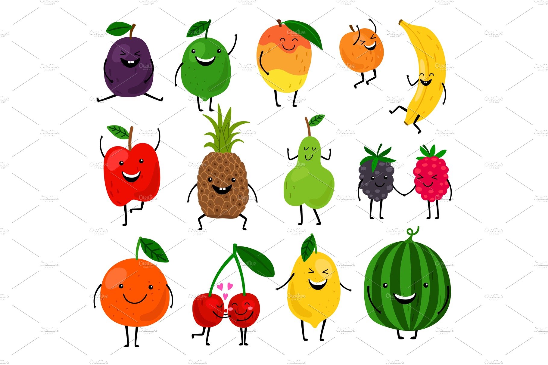 Cute fruit characters for kids cover image.
