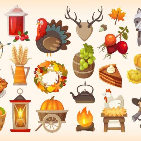 Set of Thanksgiving Day Icons cover image.