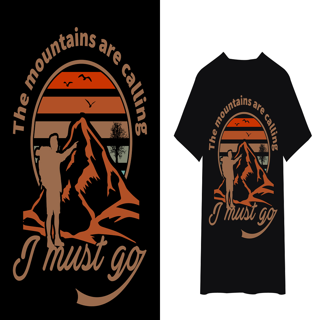 The mountains calling I must go t shirt design  preview image.
