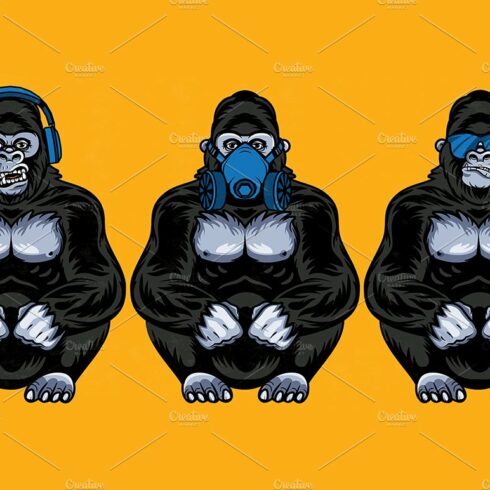 Three wise gorillas. cover image.