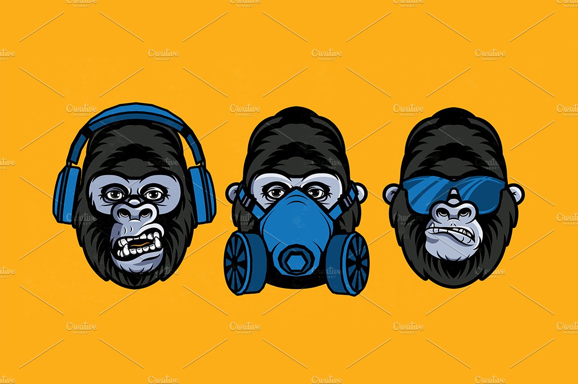 Three wise gorillas. preview image.