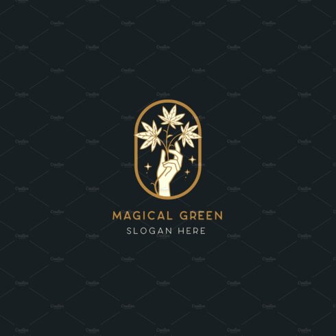 Magical Green Cannabis Logo Template cover image.