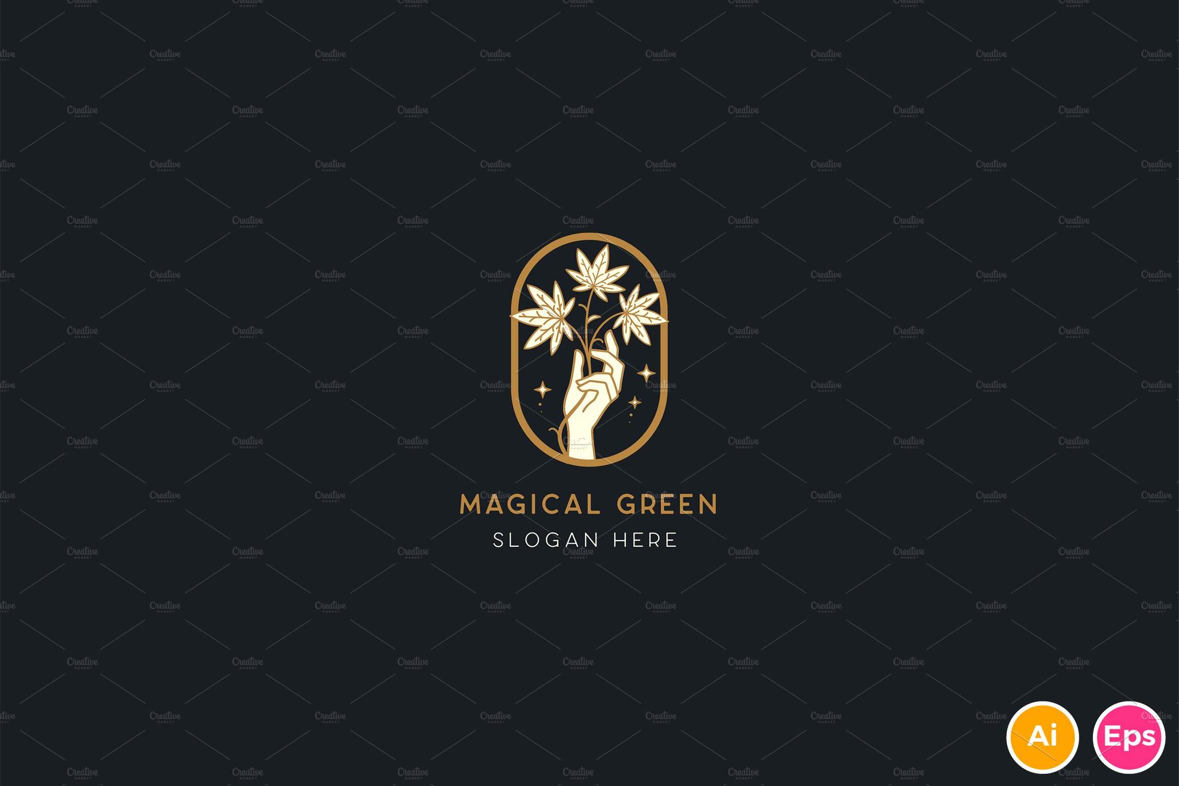 Magical Green Cannabis Logo Template cover image.