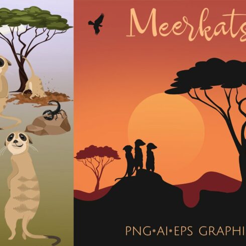Meerkat Clip Art Graphics Set cover image.