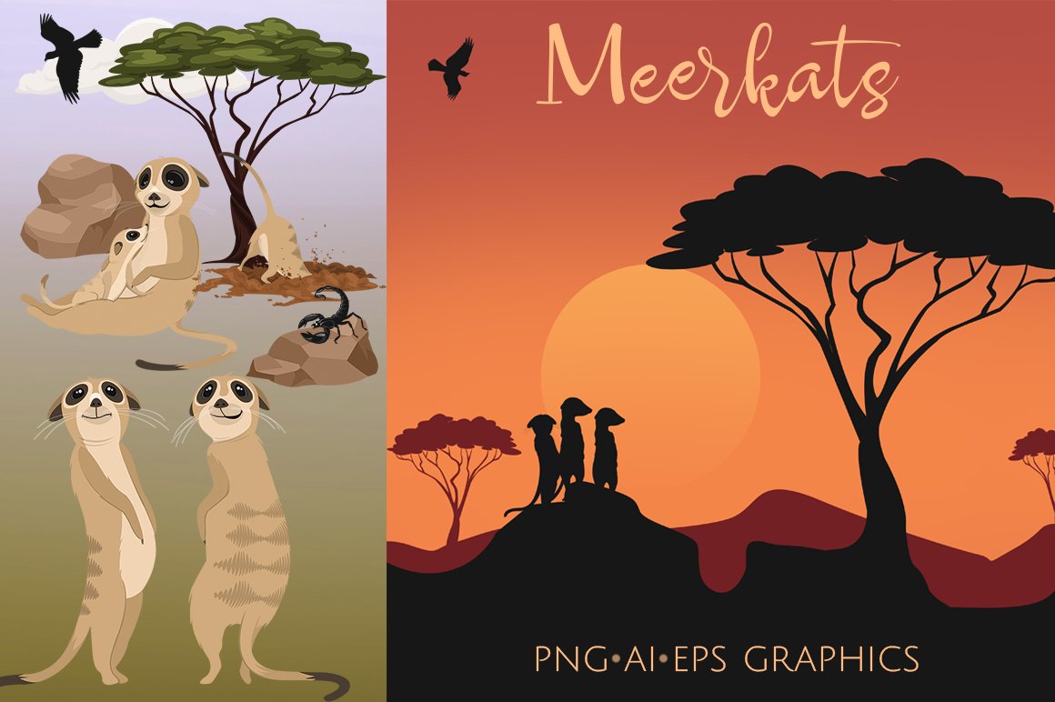 Meerkat Clip Art Graphics Set cover image.