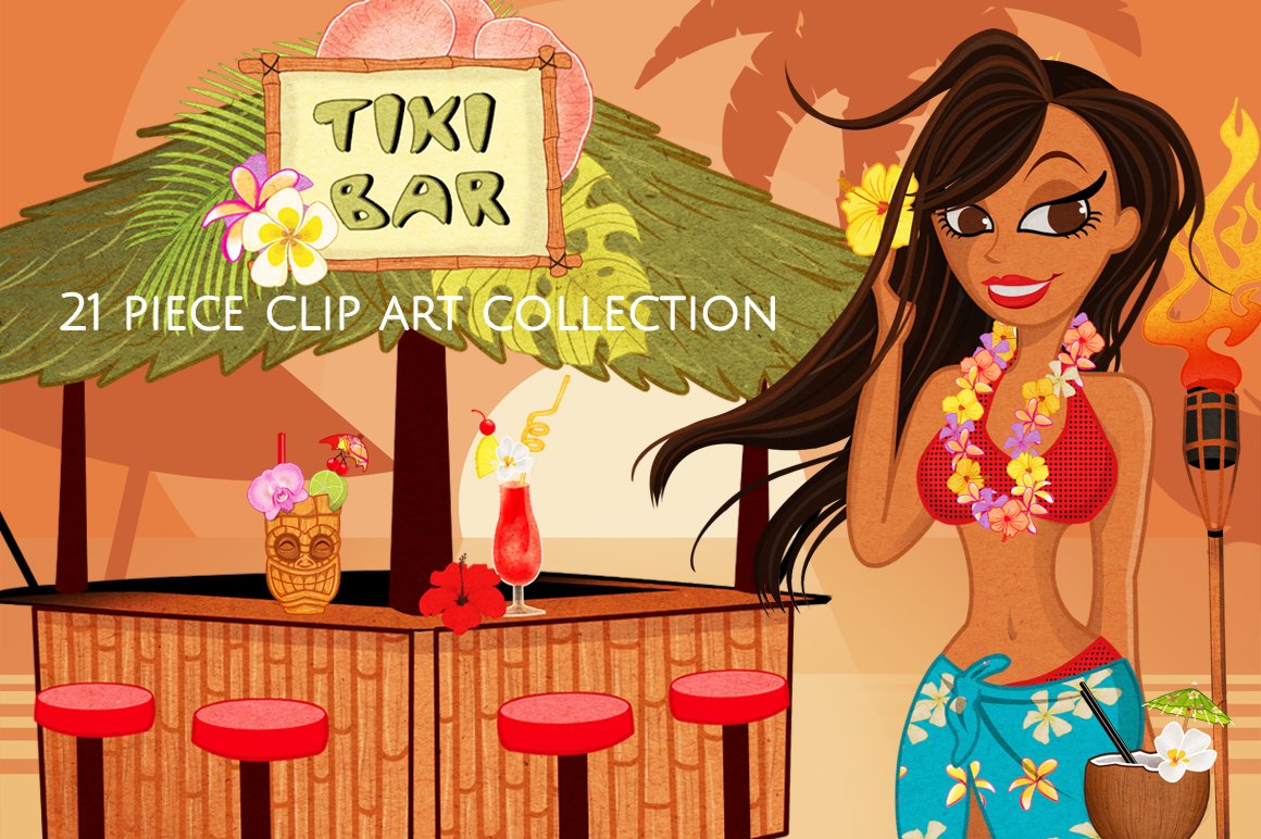 Luau Clip Art Graphics Set cover image.