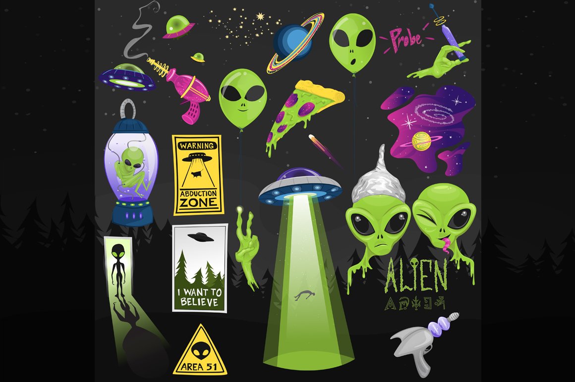 Alien Invasion 42 Piece Graphics Set preview image.