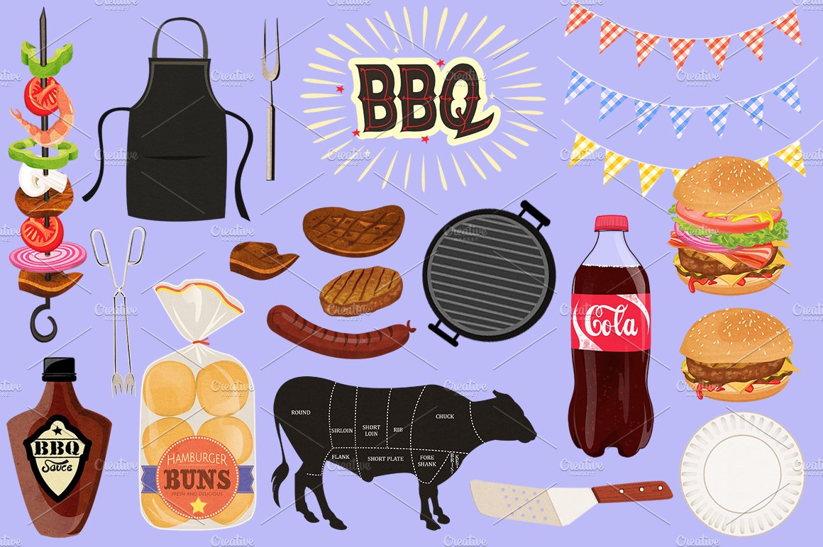 BBQ Cookout Clip Art Graphics preview image.