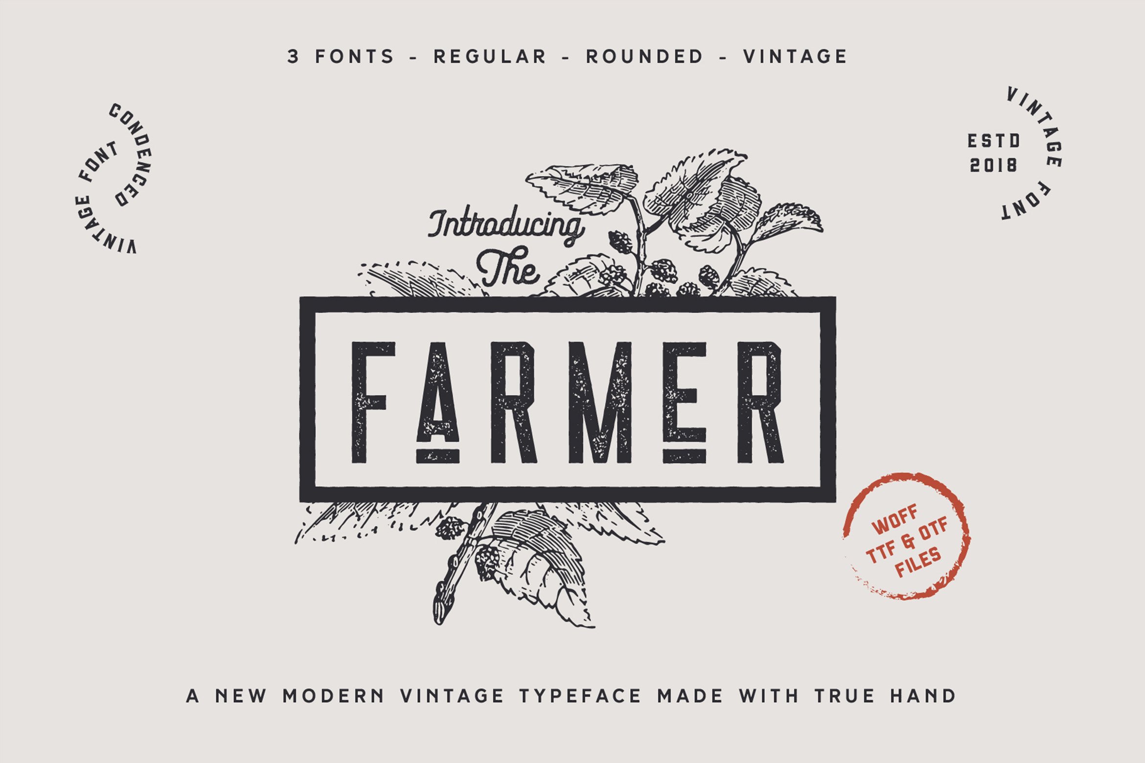 The Farmer Font - Condensed Typeface preview image.
