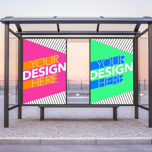 Bus Stop with 2 Posters Mockup cover image.