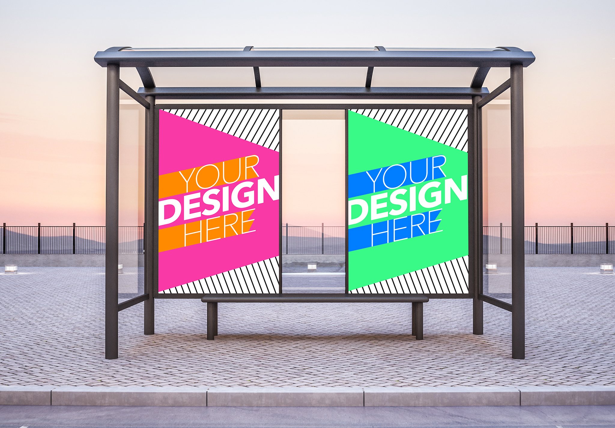 Bus Stop with 2 Posters Mockup cover image.