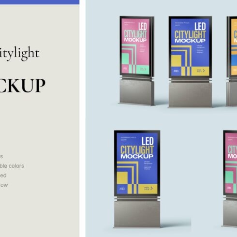 LED Citylight Poster Mockup Set cover image.