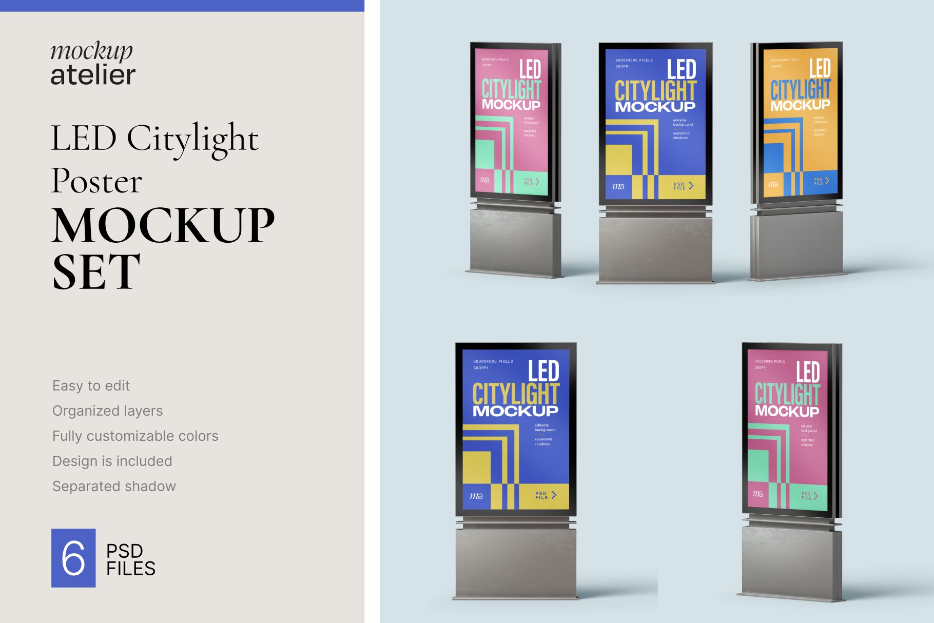 LED Citylight Poster Mockup Set cover image.