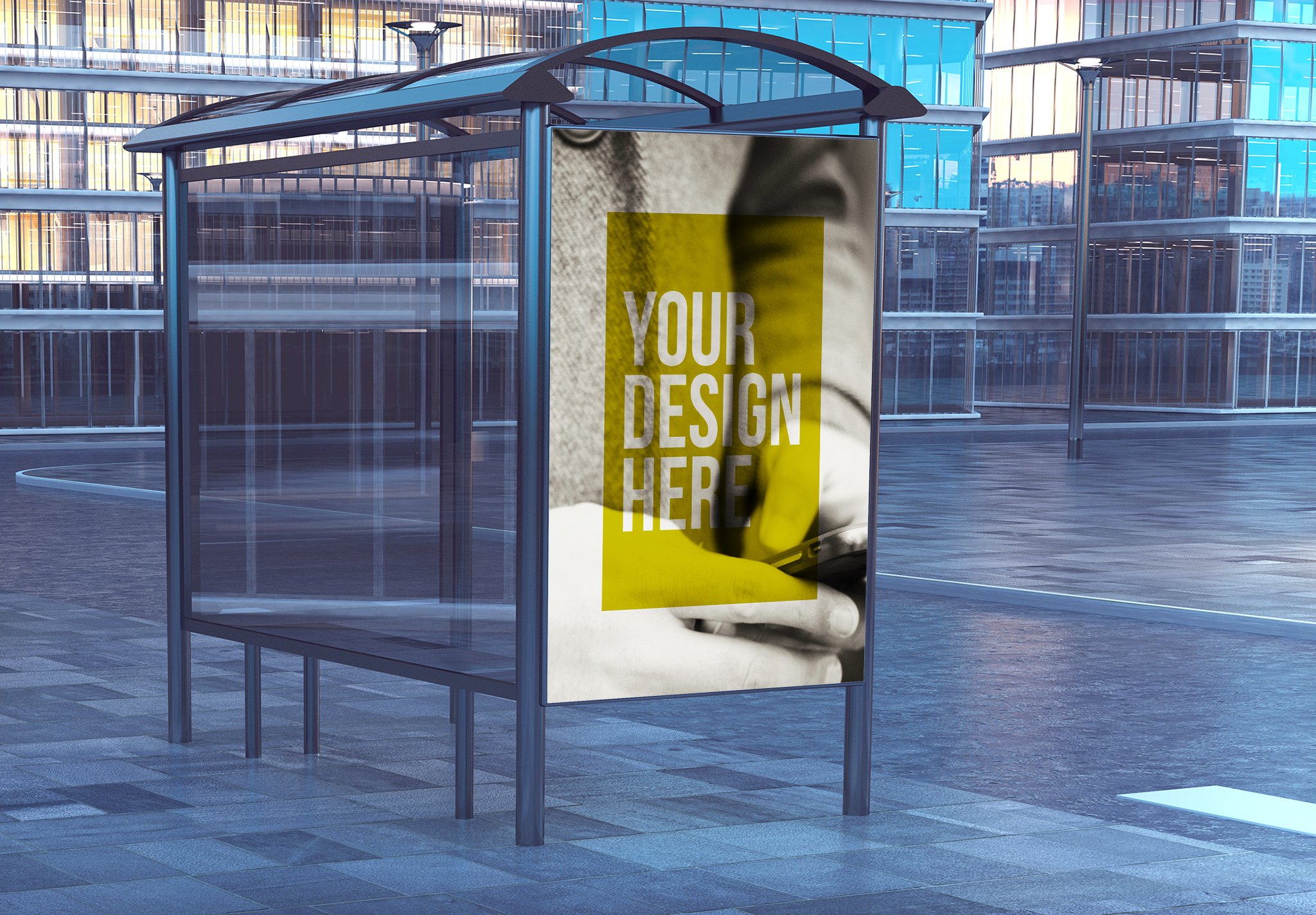 Bus Stop Billboard Mockup cover image.