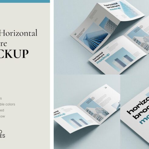 Bifold Horizontal Brochure Mockup cover image.