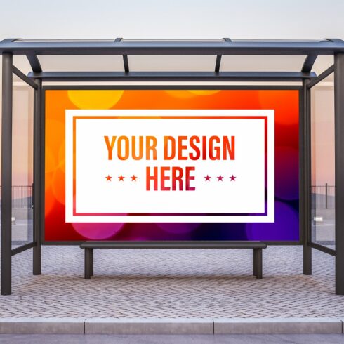 Bus Shelter Billboard Mockup cover image.