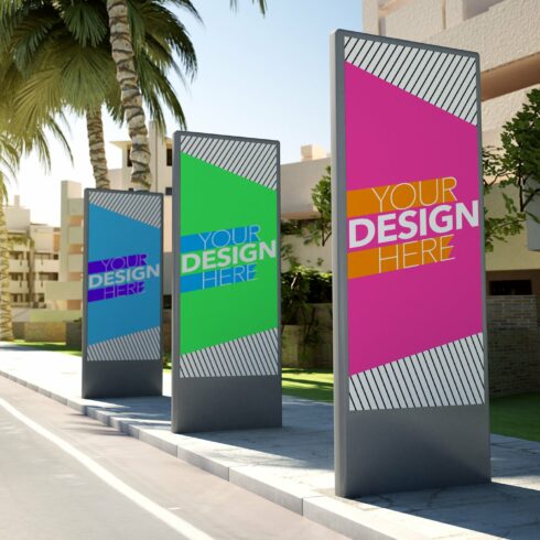 3 vertical billboard mock up cover image.