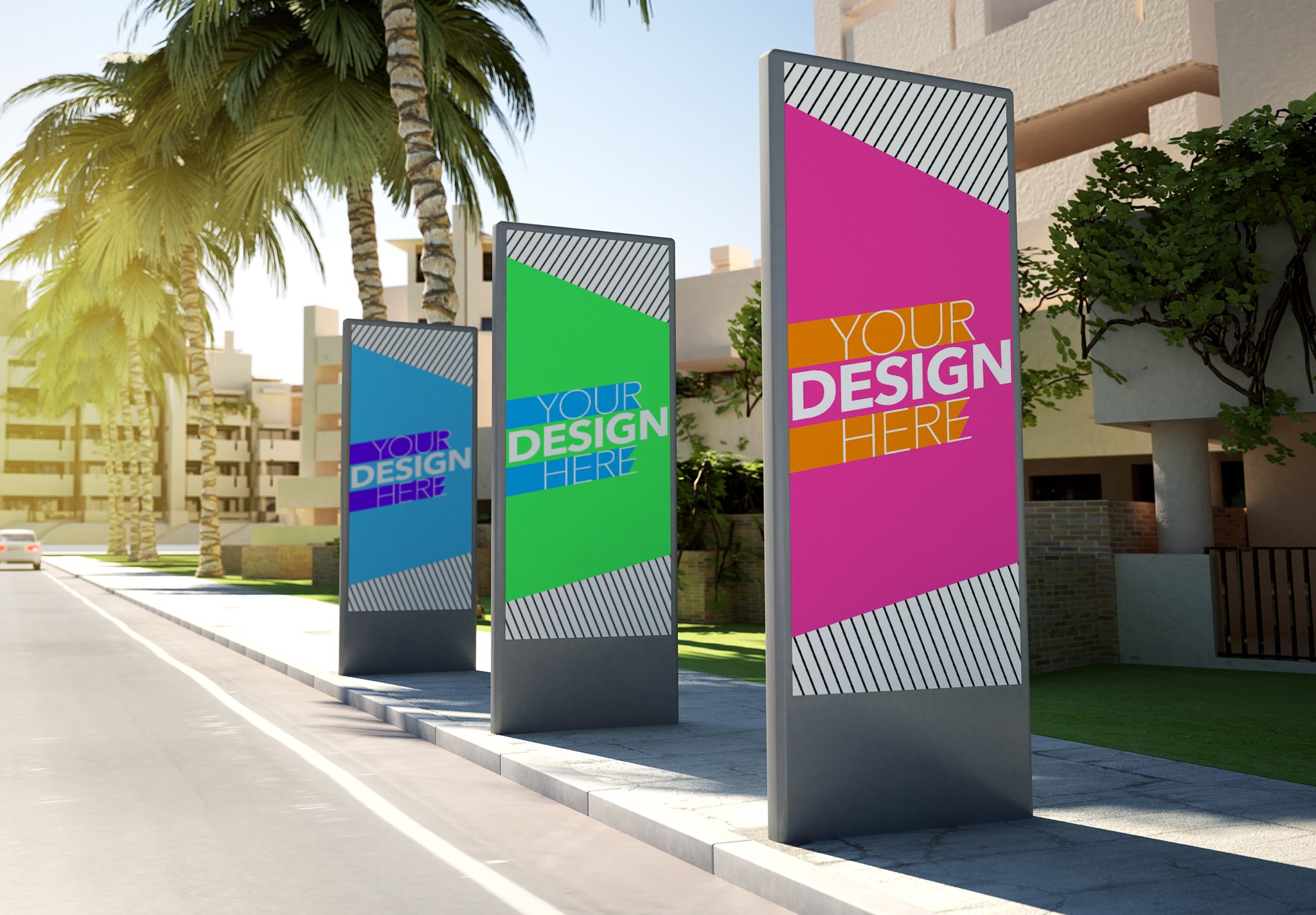 3 vertical billboard mock up cover image.