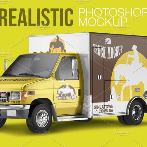 Realistic PSD Truck Mockup cover image.