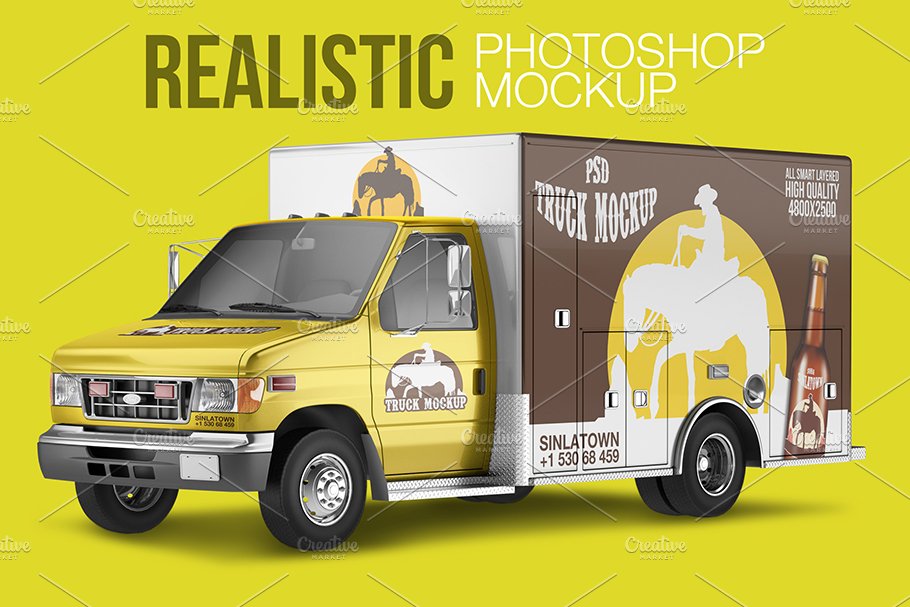 Realistic PSD Truck Mockup cover image.