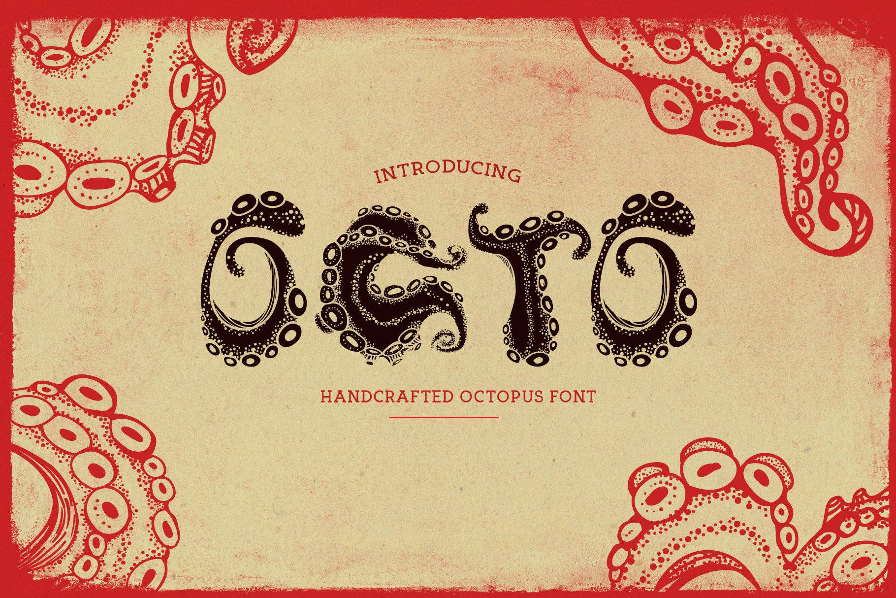 Octo - A hand lettering Octopus font cover image.