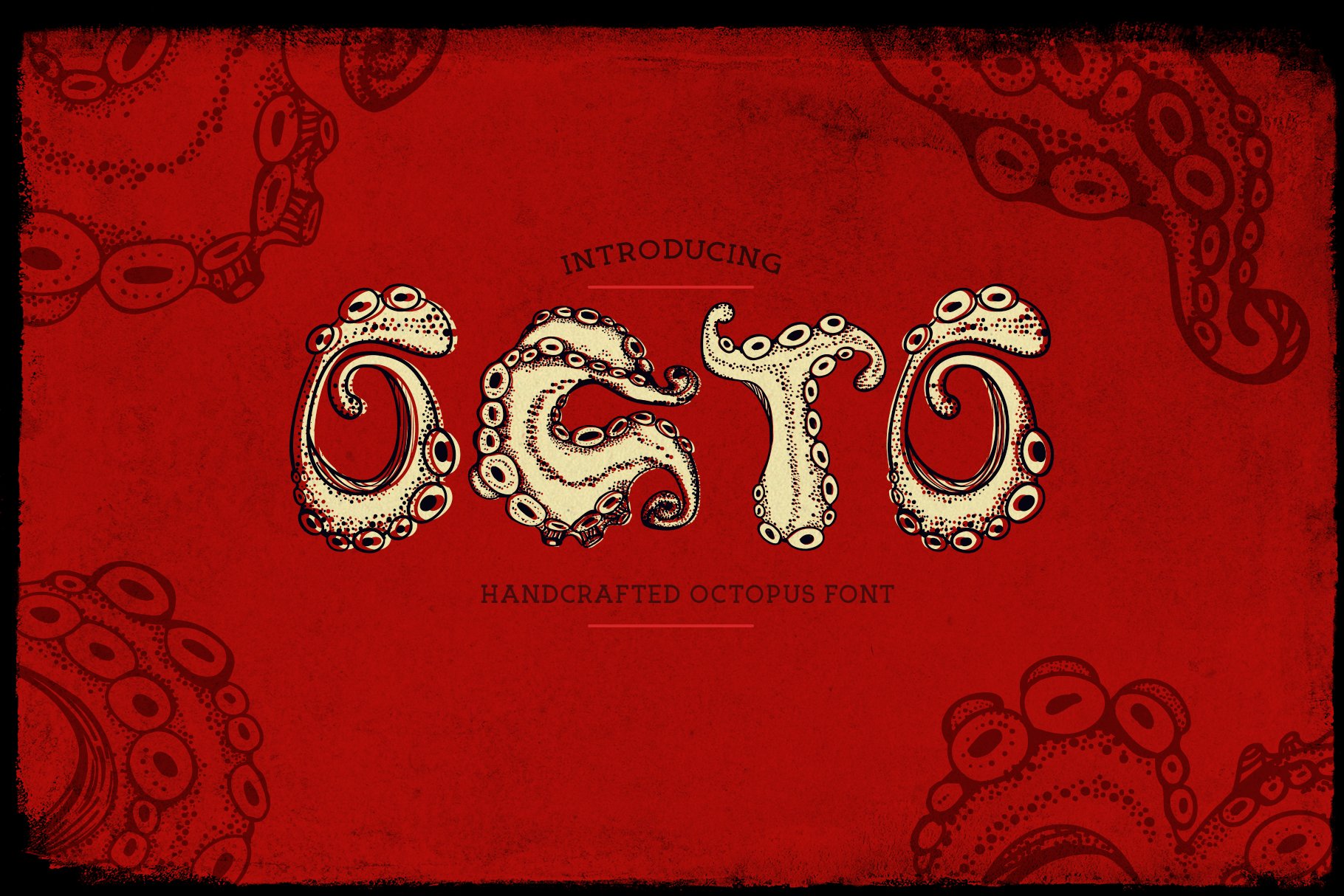 Octo - A hand lettering Octopus font preview image.