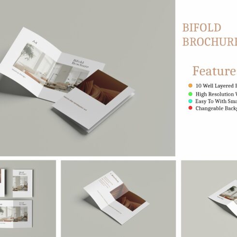 Bi fold Brochure Mockup A4 cover image.