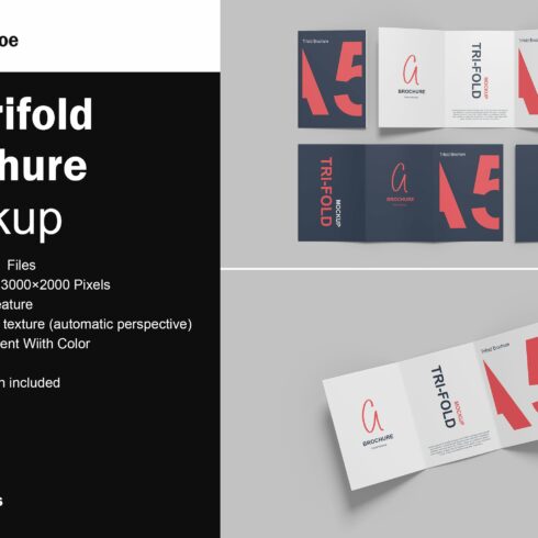 A5 Trifold Brochure Mockup cover image.