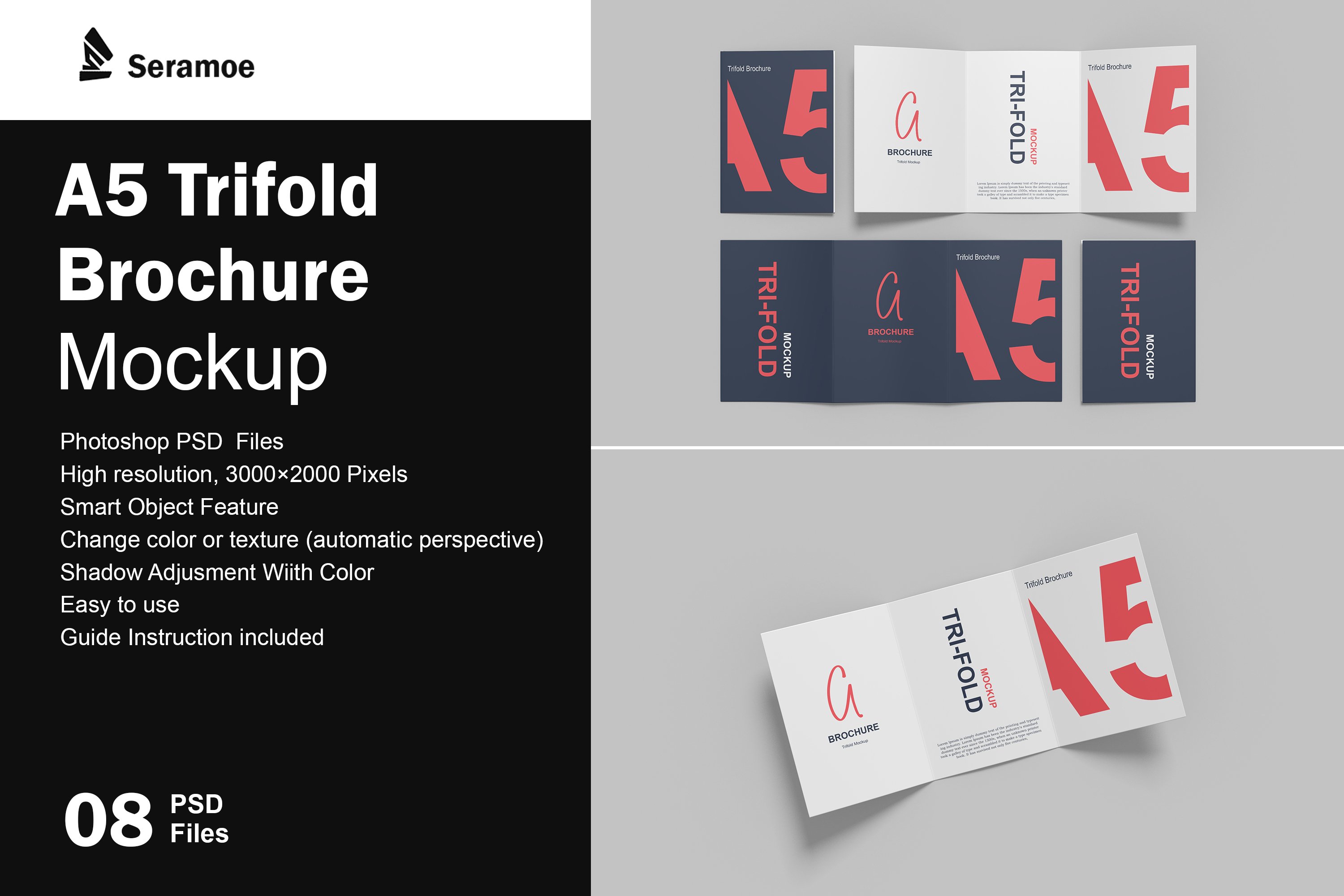 A5 Trifold Brochure Mockup cover image.
