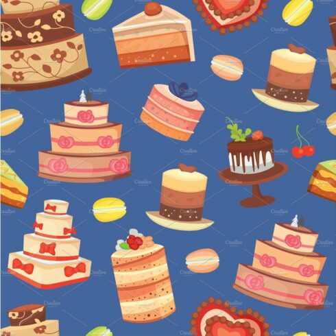 Wedding cakes seamless pattern of cover image.