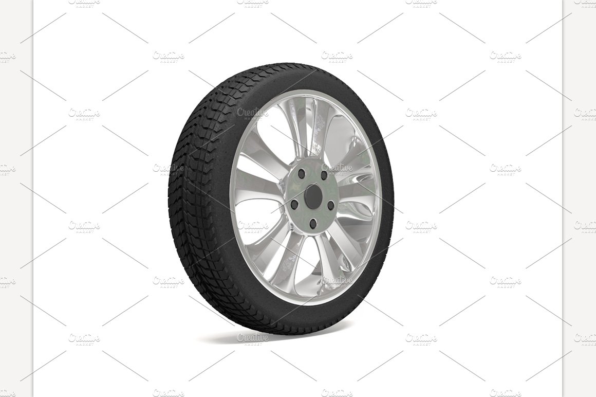 Car wheel 3d rendering cover image.