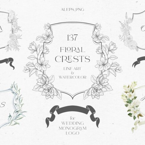 Floral Crests for Wedding & Monogram cover image.