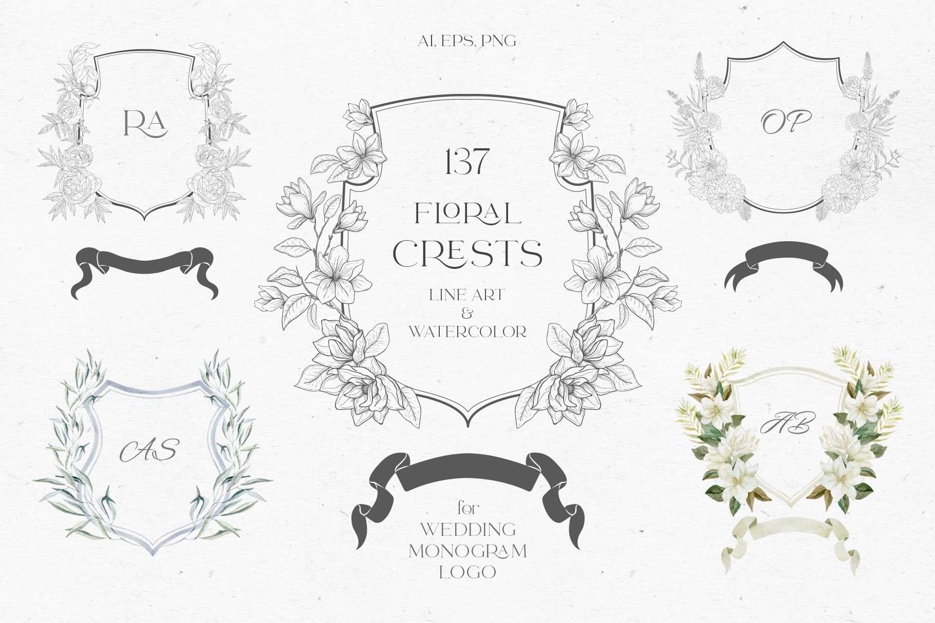 Floral Crests for Wedding & Monogram cover image.