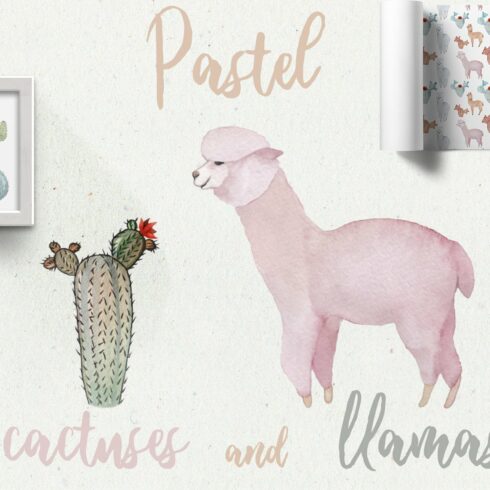 Pastel Llamas Clipart & Patterns PNG cover image.