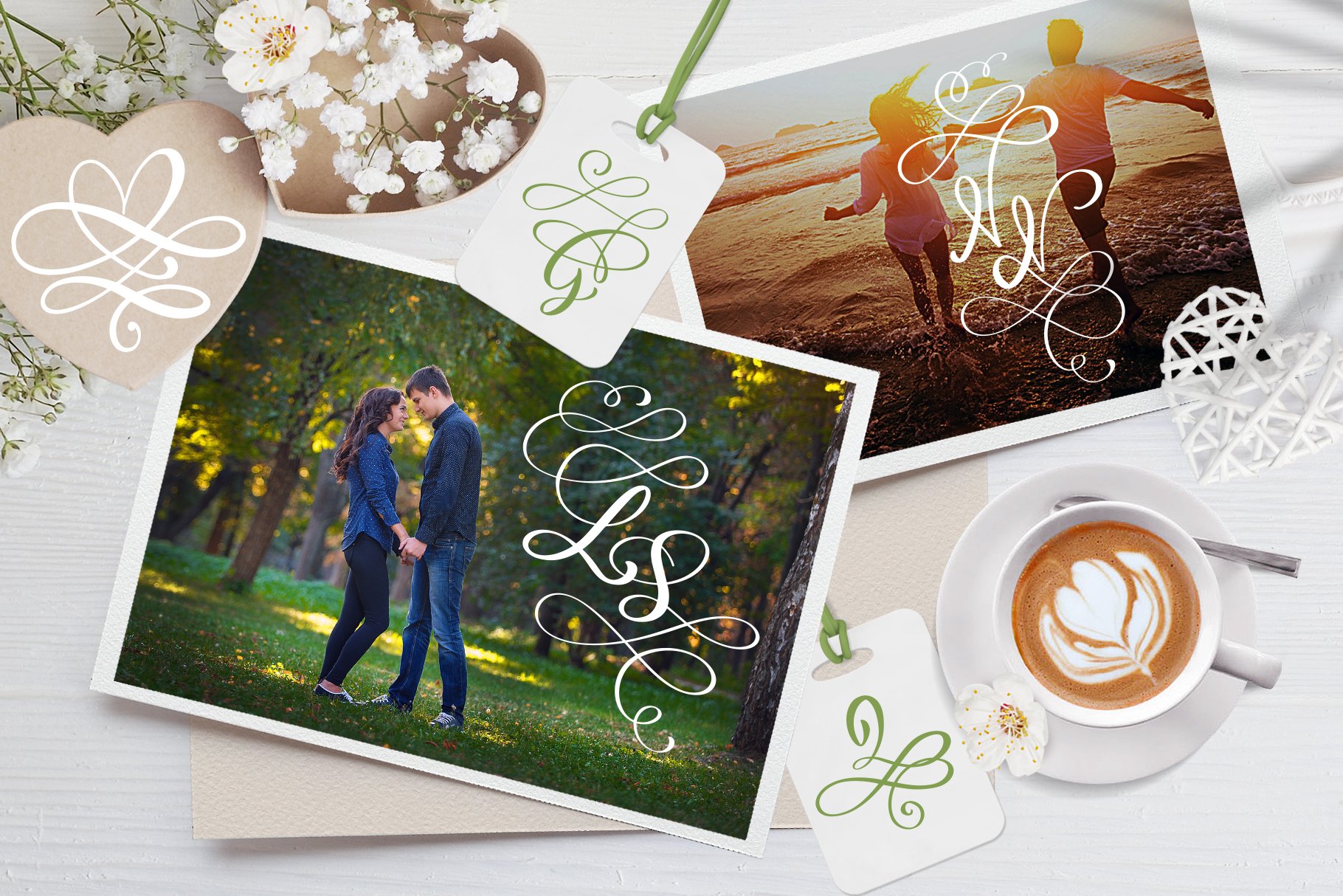 Love Story Monogram Font preview image.